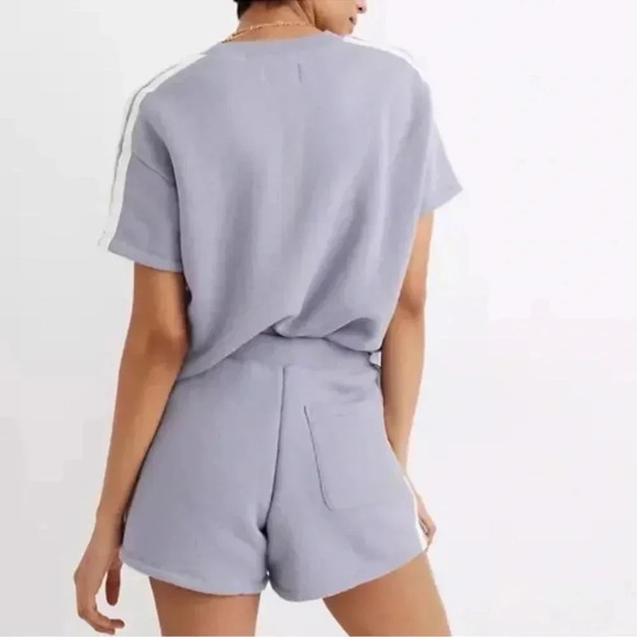 Madewell MWL AiryTerry Cocoon Hoodie Sweatshirt Zip Up Shorts Set Purple XS - Picture 9 of 14